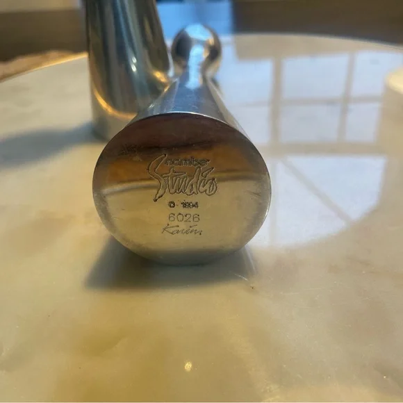 Vintage Nambe Studios 6026 Pair of Candle Holders 1994 Modern Minimal MCM - Picture 2 of 4